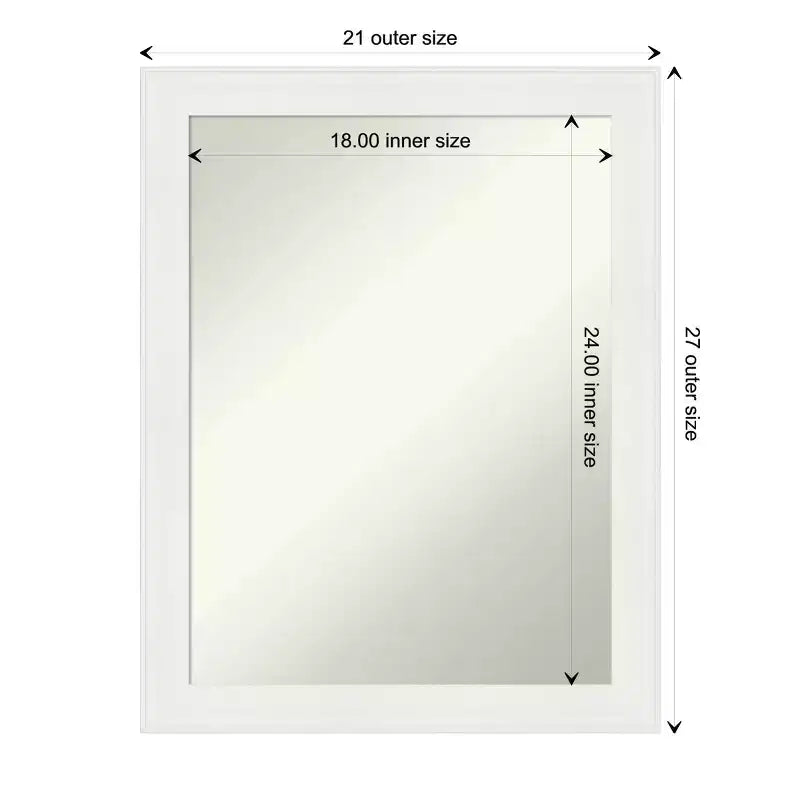 Specchio da bagno a parete stretto 22"x28" bianco Vanity, cornice in polistirene non smussata, ferramenta inclusa
