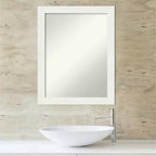 Specchio da bagno a parete stretto 22"x28" bianco Vanity, cornice in polistirene non smussata, ferramenta inclusa