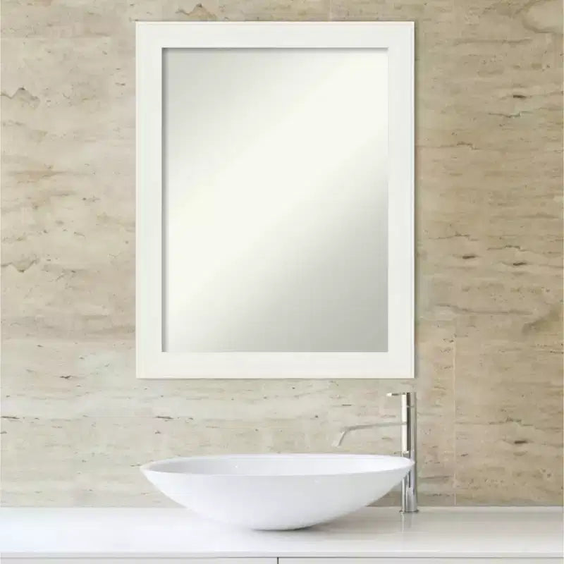 Specchio da bagno a parete stretto 22"x28" bianco Vanity, cornice in polistirene non smussata, ferramenta inclusa
