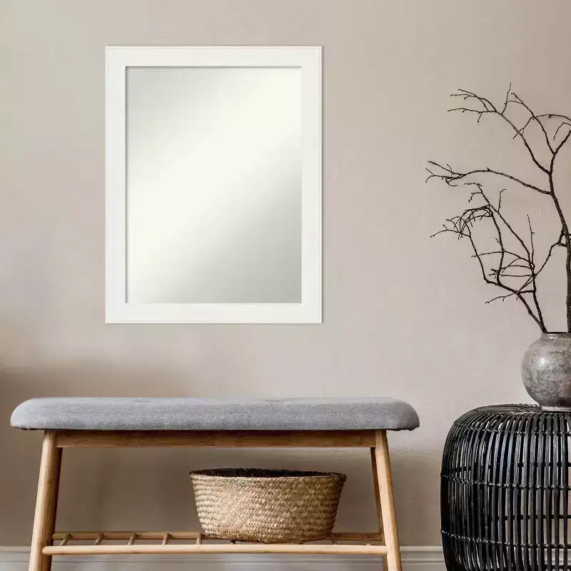 Specchio da bagno a parete stretto 22"x28" bianco Vanity, cornice in polistirene non smussata, ferramenta inclusa