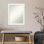 Specchio da bagno a parete stretto 22"x28" bianco Vanity, cornice in polistirene non smussata, ferramenta inclusa