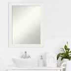 Specchio da bagno a parete stretto 22"x28" bianco Vanity, cornice in polistirene non smussata, ferramenta inclusa