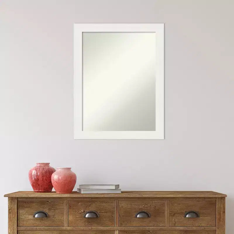 Specchio da bagno a parete stretto 22"x28" bianco Vanity, cornice in polistirene non smussata, ferramenta inclusa