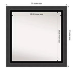 Specchio da bagno quadrato da parete 78,7x78,7 cm con cornice in polistirene nero opaco, senza bordo smussato