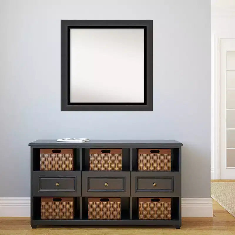 Specchio da bagno quadrato da parete 78,7x78,7 cm con cornice in polistirene nero opaco, senza bordo smussato