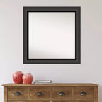 Specchio da bagno quadrato da parete 78,7x78,7 cm con cornice in polistirene nero opaco, senza bordo smussato