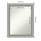 Specchio da Parete Stretto per Bagno 23"x29" con Cornice in Nichel Spazzolato Lucidato, Non Smussato, Ferramenta Inclusa