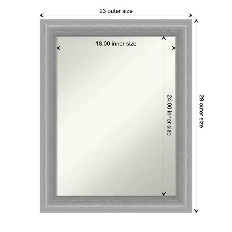Specchio da Parete Stretto per Bagno 23"x29" con Cornice in Nichel Spazzolato Lucidato, Non Smussato, Ferramenta Inclusa