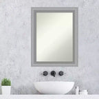 Specchio da Parete Stretto per Bagno 23"x29" con Cornice in Nichel Spazzolato Lucidato, Non Smussato, Ferramenta Inclusa