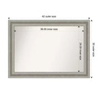 Specchio da parete rettangolare 42"x30" con cornice ornamentale spazzolata color argento e patina color peltro caldo