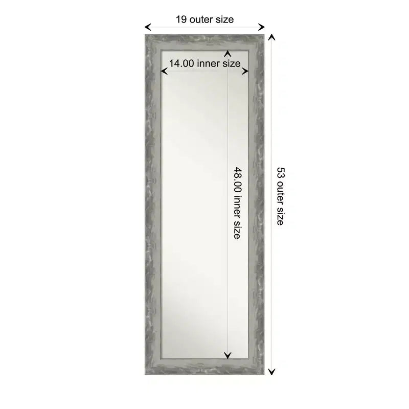 Specchio a figura intera 19"x53" da appendere alla porta con cornice sottile in argento Waveline, montaggio a parete o porta