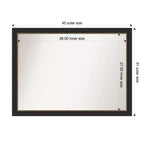 Specchio da parete rettangolare per bagno 42"x31" con cornice stretta color bronzo, non bisellato, ferramenta inclusa