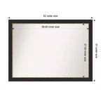 Specchio da parete rettangolare per bagno 42"x31" con cornice stretta color bronzo, non bisellato, ferramenta inclusa