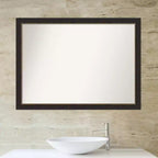 Specchio da parete rettangolare per bagno 42"x31" con cornice stretta color bronzo, non bisellato, ferramenta inclusa