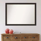 Specchio da parete rettangolare per bagno 42"x31" con cornice stretta color bronzo, non bisellato, ferramenta inclusa