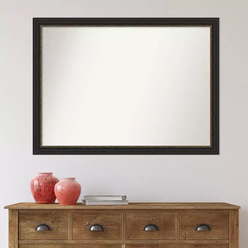 Specchio da parete rettangolare per bagno 42"x31" con cornice stretta color bronzo, non bisellato, ferramenta inclusa
