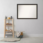 Specchio da parete rettangolare per bagno 42"x31" con cornice stretta color bronzo, non bisellato, ferramenta inclusa