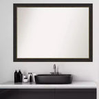Specchio da parete rettangolare per bagno 42"x31" con cornice stretta color bronzo, non bisellato, ferramenta inclusa