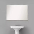Specchio da parete in legno bianco Shiplap stretto da 39"x28" per bagno, non smussato, include hardware di montaggio