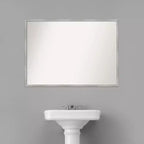 Specchio da parete in legno bianco Shiplap stretto da 39"x28" per bagno, non smussato, include hardware di montaggio