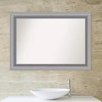 Specchio da parete rettangolare 42"x30" con cornice in nichel spazzolato lucido, non bisellato, ferramenta inclusa