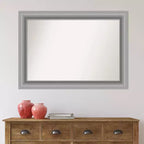 Specchio da parete rettangolare 42"x30" con cornice in nichel spazzolato lucido, non bisellato, ferramenta inclusa