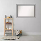 Specchio da parete rettangolare 42"x30" con cornice in nichel spazzolato lucido, non bisellato, ferramenta inclusa