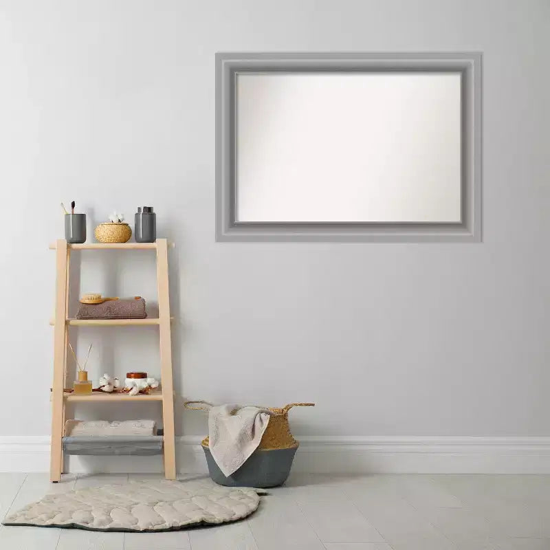 Specchio da parete rettangolare 42"x30" con cornice in nichel spazzolato lucido, non bisellato, ferramenta inclusa