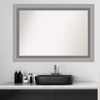 Specchio da parete rettangolare 42"x30" con cornice in nichel spazzolato lucido, non bisellato, ferramenta inclusa