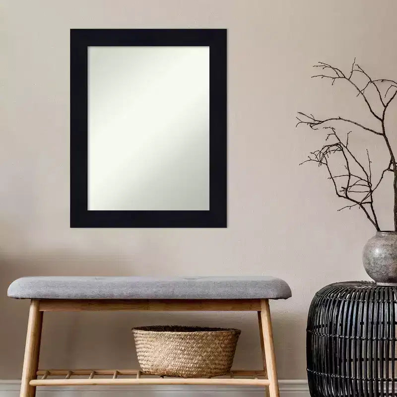 Specchio da parete in vero legno shiplap blu navy da 22"x28", senza smussatura, ferramenta di montaggio inclusa