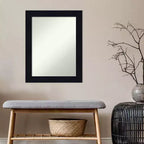 Specchio da parete in vero legno shiplap blu navy da 22"x28", senza smussatura, ferramenta di montaggio inclusa