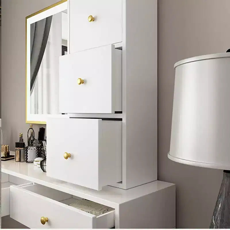 Scrivania e Toeletta Sospesa a Parete da 47" con 3 Cassetti, Luce LED e Supporto per Telefono, Nera