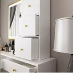 Scrivania e Toeletta Sospesa a Parete da 47" con 3 Cassetti, Luce LED e Supporto per Telefono, Nera
