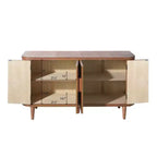 Credenza rustica d'accento da 150 cm con 4 ante ondulate e 2 ripiani regolabili per soggiorno e sala da pranzo
