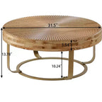 Tavolino rotondo retrò con piano sollevabile, contenitore nascosto e gambe in metallo, capacità 100 kg, diametro 86 cm