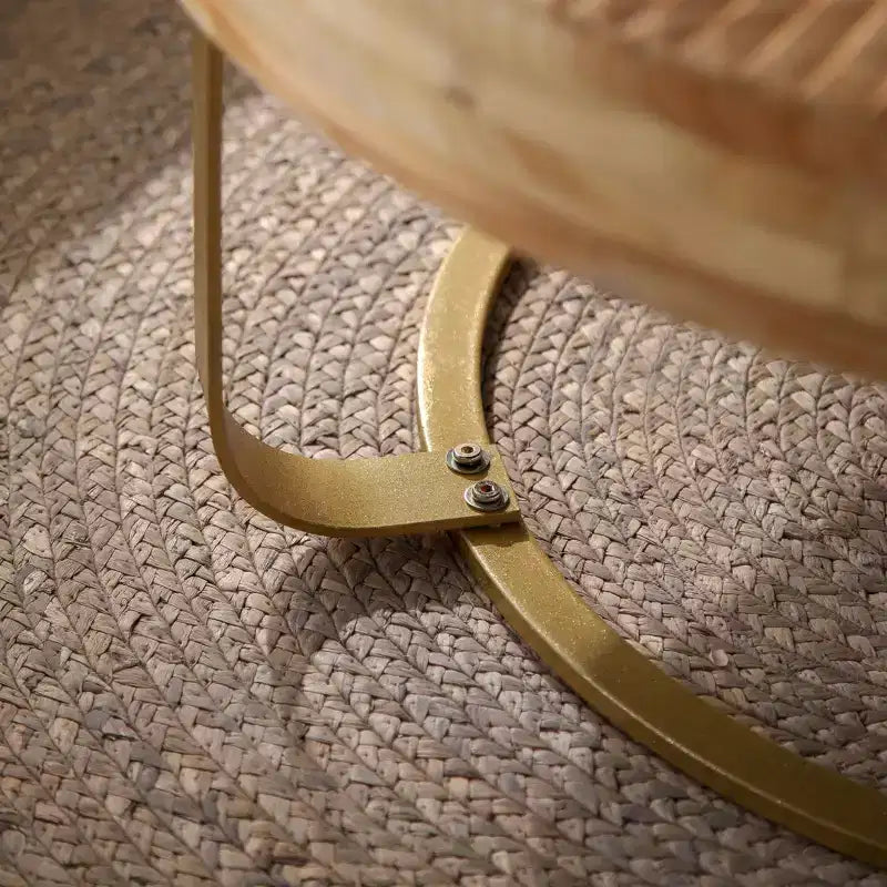 Tavolino rotondo retrò con piano sollevabile, contenitore nascosto e gambe in metallo, capacità 100 kg, diametro 86 cm