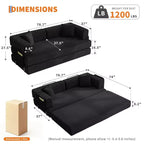 Chaise Longue Oversize in Corduroy da 199.9 cm con 2 Cuscini, Convertibile, per Soggiorno e Camera da Letto