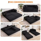 Chaise Longue Oversize in Corduroy da 199.9 cm con 2 Cuscini, Convertibile, per Soggiorno e Camera da Letto