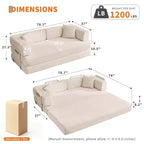 Chaise Longue Oversize in Corduroy da 199.9 cm con 2 Cuscini, Convertibile, per Soggiorno e Camera da Letto