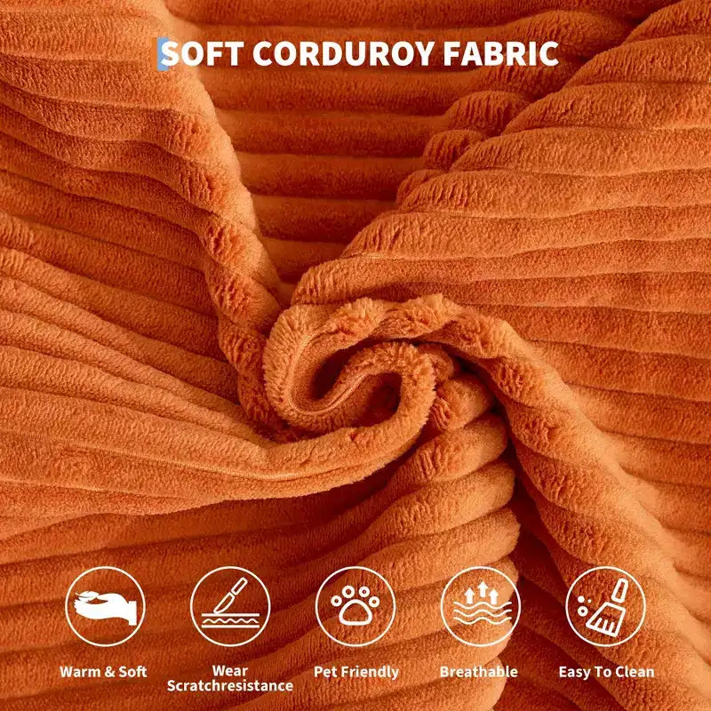 Chaise Longue Oversize in Corduroy da 199.9 cm con 2 Cuscini, Convertibile, per Soggiorno e Camera da Letto