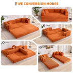 Chaise Longue Oversize in Corduroy da 199.9 cm con 2 Cuscini, Convertibile, per Soggiorno e Camera da Letto