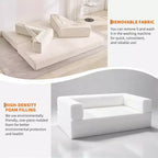 Chaise Longue Oversize in Corduroy da 199.9 cm con 2 Cuscini, Convertibile, per Soggiorno e Camera da Letto
