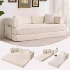 Chaise Longue Oversize in Corduroy da 199.9 cm con 2 Cuscini, Convertibile, per Soggiorno e Camera da Letto
