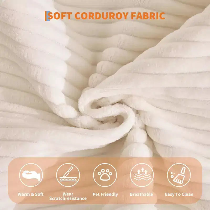 Chaise Longue Oversize in Corduroy da 199.9 cm con 2 Cuscini, Convertibile, per Soggiorno e Camera da Letto