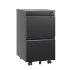Faldone Metallico Mobile Bloccabile a 2 Cassetti con Ruote, Preassemblato, Nero, Adatto Sotto Scrivania
