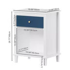 Comodino in legno bianco da 68 cm con cassetto e ripiano aperto, maniglie in metallo, per bambini e adulti