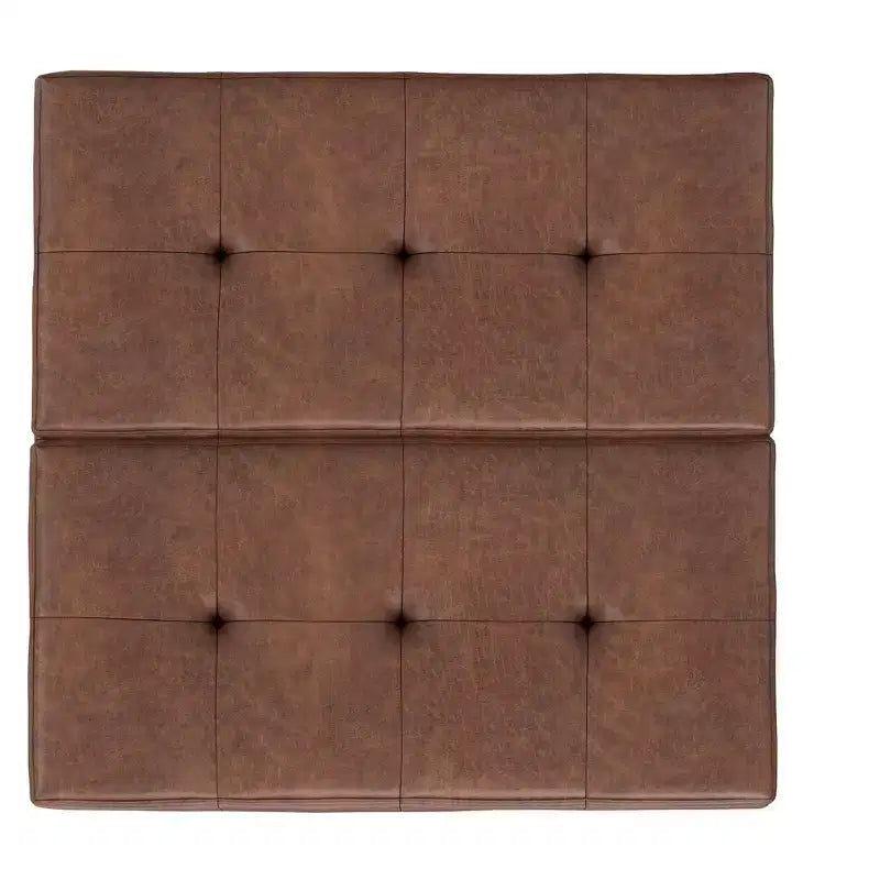 Pouf contenitore sollevabile in similpelle quadrata da 36" con piano diviso e 2 scomparti, marrone sella