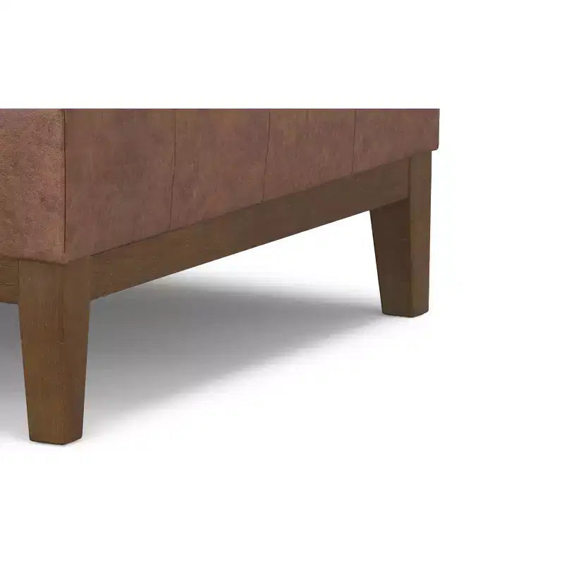 Pouf contenitore sollevabile in similpelle quadrata da 36" con piano diviso e 2 scomparti, marrone sella