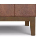 Pouf contenitore sollevabile in similpelle quadrata da 36" con piano diviso e 2 scomparti, marrone sella