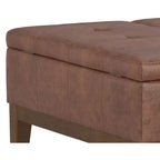 Pouf contenitore sollevabile in similpelle quadrata da 36" con piano diviso e 2 scomparti, marrone sella